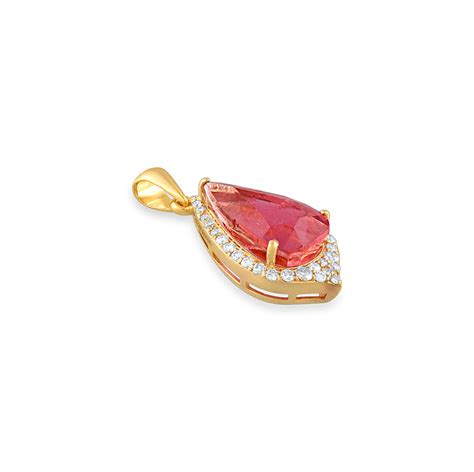 Pear Rubellite Pendant in 18 Kt – Amrapali Jewels