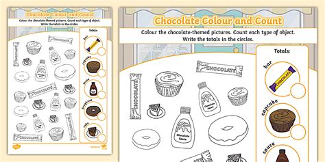 👉 Chocolate Colour and Count Worksheet
