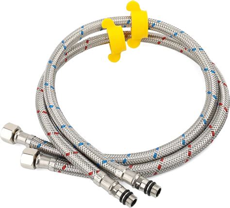 JZK 2X Stainless Steel & Rubber Braided Flexible Hose Pipe for Hot ...
