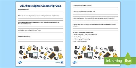 Digital Citizenship Quiz for 3rd-5th Grade | Twinkl USA