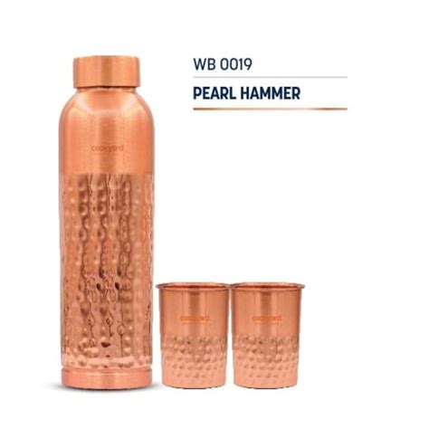 Cookyard Pearl Hammer Pure Copper Water Bottle & 2 Glass Set – New ...