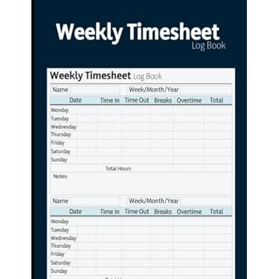 Weekly Time Sheet Log Book: Time Sheets For India | Ubuy