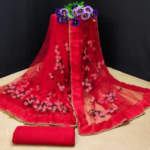 Buy PATLANI STYLE Embroidered Bollywood Net Red Sarees Online @ Best ...