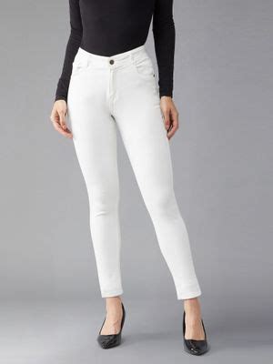 Buy DOLCE CRUDO Womens White Skinny High Rise Clean Look Stretchable ...