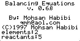 Balancing Equations 0.6 Beta - ticalc.org
