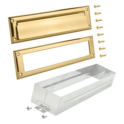Nuk3y Solid Brass Mail Slot with Sleeve, Satin Nickel, 13" x 3.625 ...