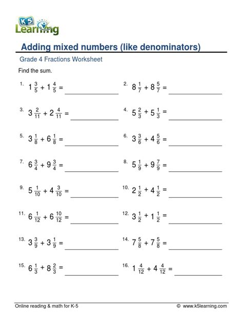 Image result for Adding Mixed Numbers Like Denominators