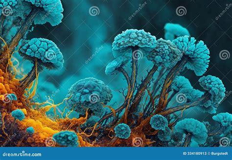 Microscopic Magnification Of Spreading And Growing Molds Or Mold Fungus ...