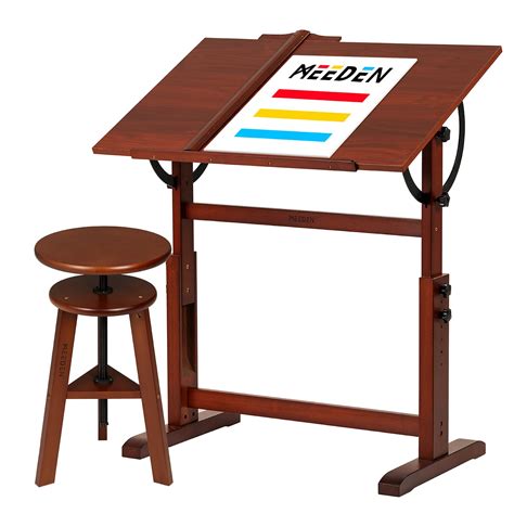 Buy MEEDEN Vintage Wood Drafting Table & Stool Set, Artist Drafting ...