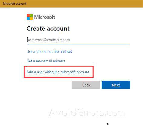 Image result for Create Local Account without Email