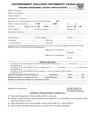 Fillable Online Degree Proforma after Convocation Fax Email Print ...