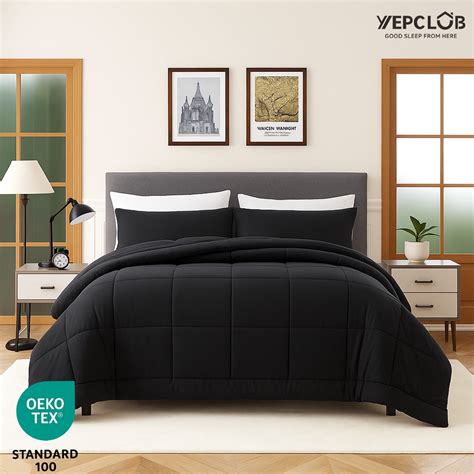 YEPCLUB 3-Piece King Comforter Set – Black Down Alternative Bedding ...