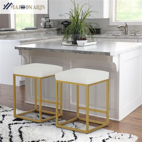Buy MAISON ARTS White Counter Height 24 Bar Stools Set of 2 for Kitchen ...