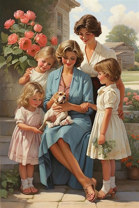 Vintage Mother And Children Art Free Stock Photo - Public Domain Pictures