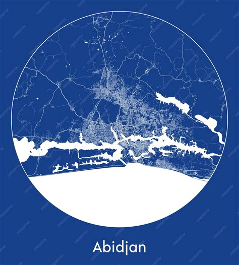 Premium Vector | City map abidjan ivory coast africa blue print round circle vector illustration