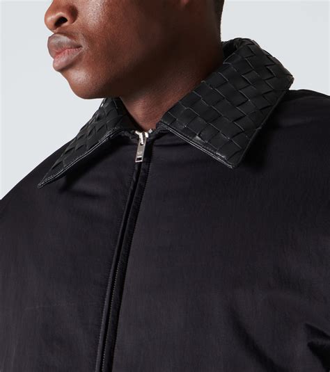 Intrecciato leather-trimmed down jacket in black - Bottega Veneta ...