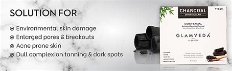 GLAMVEDA Charcoal Purifying & Detox 5 Step Facial Kit 110g| Anti ...