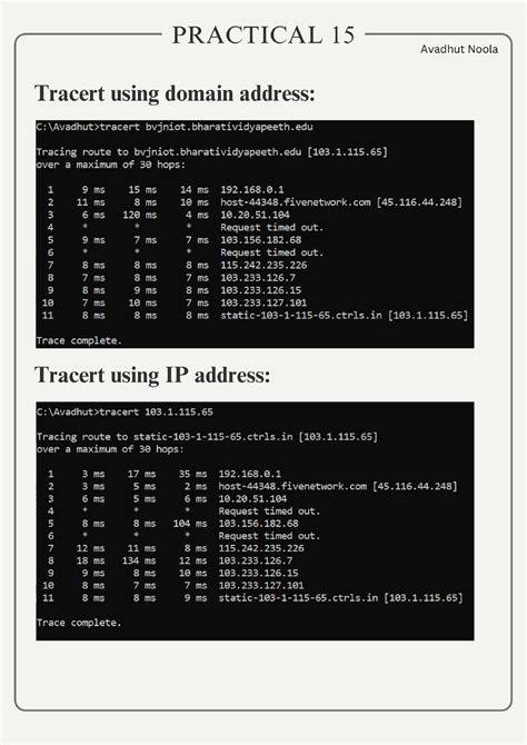 NIS Experiment 15 - Tracert command - Computer Diploma 5th sem - Studocu