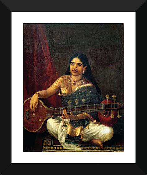 Set of 4 Raja Ravi Varma Paintings - Lady Playing The Veena,Malabar ...