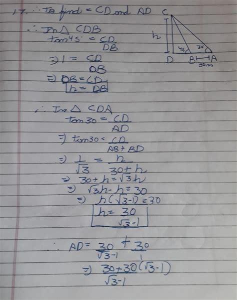 . 17. The angle of elevation of the top of a building from a point A on ...