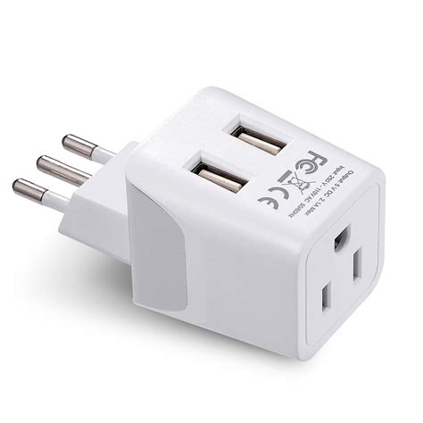 Ceptics Italy, Chile, Uruguay Travel Adapter Plug with Dual USB - USA ...