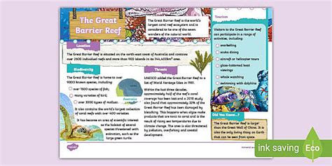 The Great Barrier Reef Fact File - Twinkl - KS2