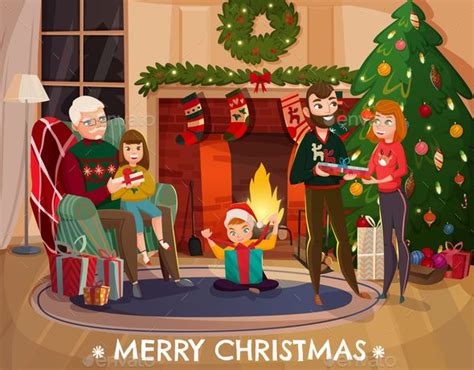 christmas family illustration