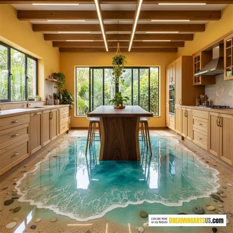 Epoxy Ocean Kitchen Flooring with 3D Water Effects