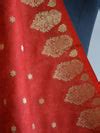 Art Silk Dupatta Vase Design on Border-Red