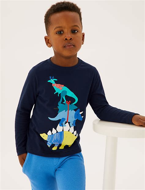 Buy Pure Cotton Dinosaur Top (2-7 Yrs) at Marks & Spencer
