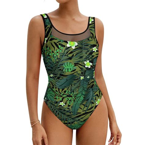 Elegant Floral Swimsuit Sexy Modern Flowers One-Piece Swimwear Push Up ...