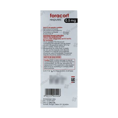 FORACORT 0.5 RESPULES 5 X 2 ML : View Price, Combination and ...