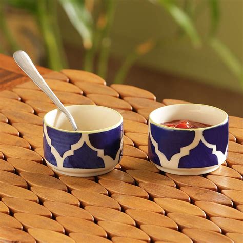 ExclusiveLane 'Two Bowls of Morocco' Handpainted Chutney & Pickle Bowls ...