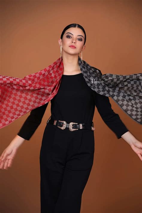 Pashtush Womens Cashmere Wool Scarf, Reversible Weave, Twin Checks Sca ...