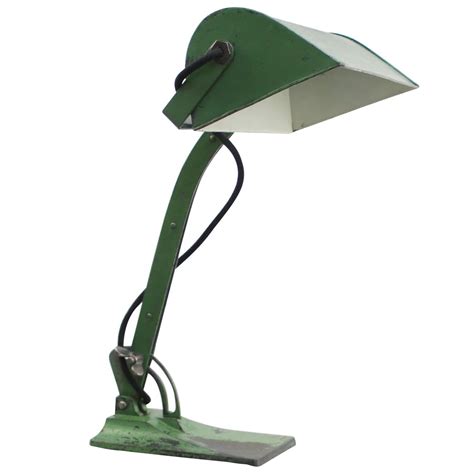 Green Metal Cast Iron Banker's Table Desk Lamp For Sale at 1stDibs