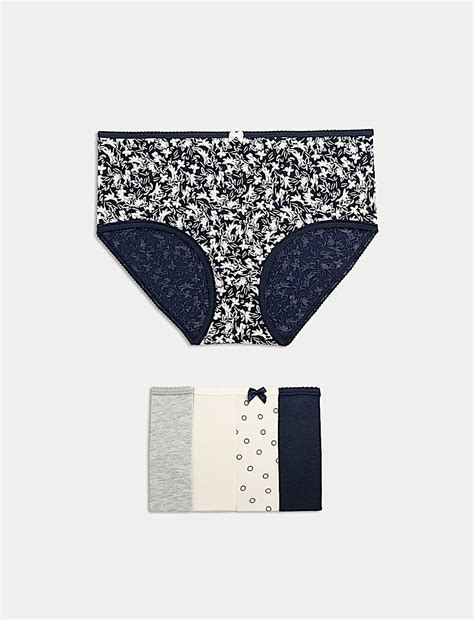 Buy 5pk Cotton Lycra™ Printed High Rise Shorts at Marks & Spencer