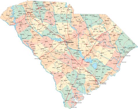 South Carolina County Map Printable