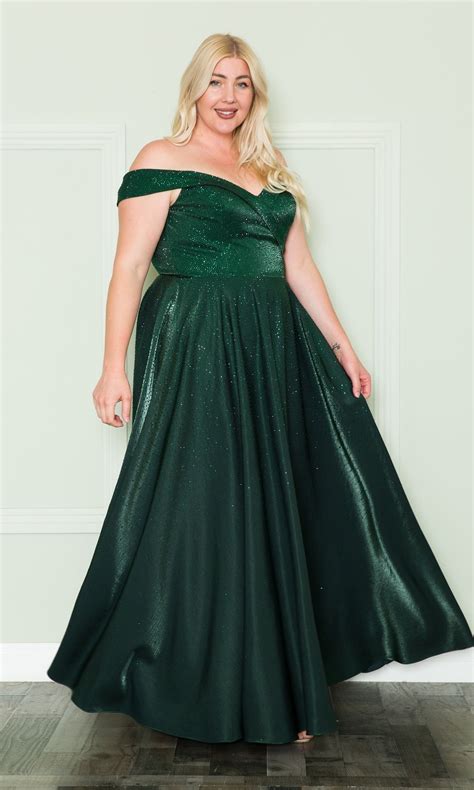 Off-Shoulder Plus-Size Long Prom Dress - PromGirl