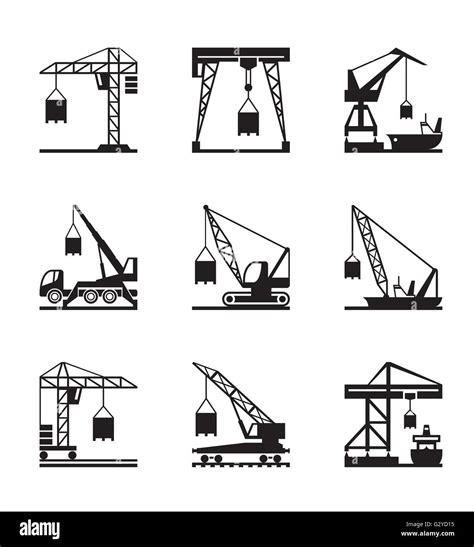 Various types of cranes - vector illustration Stock Vector Image & Art ...