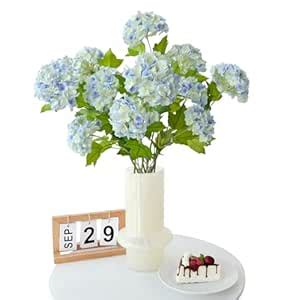 Buy JINWOE Small Hydrangea Artificial Flowers, Viburnum Snowball Bush ...