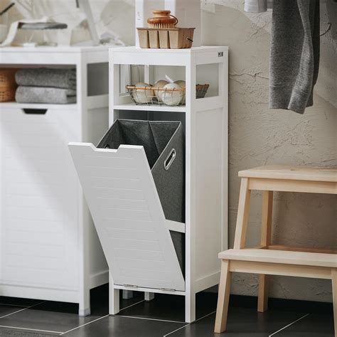 Haotian Tilt-Out Laundry Hamper Cabinet with Hidden Basket & Shelf ...