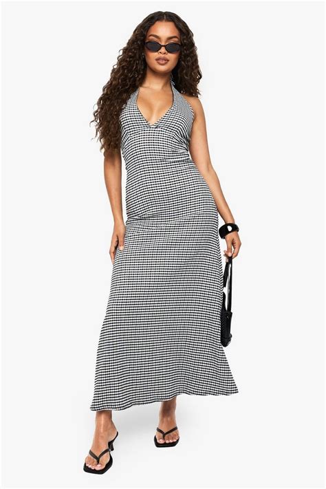 Textured Gingham Midaxi Dress | boohoo USA
