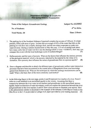 Past year papers - Sequence Stratigraphy - Studocu