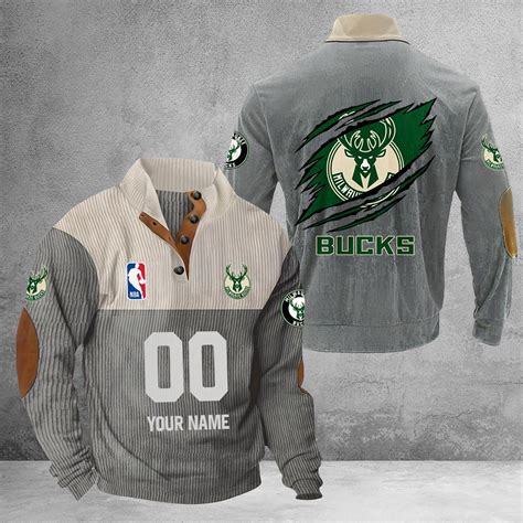 Milwaukee Bucks Sport Buttoned Collar SweatShirt - Nousty
