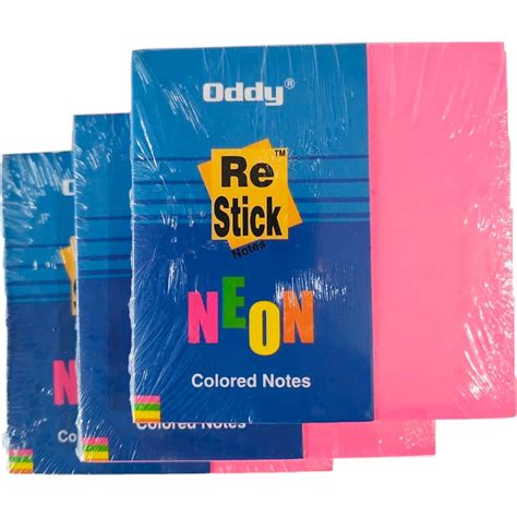 ODDY Self Adhesive Multicolour Neon Sticky Notes 4 Colors (Set of 3, 80 ...