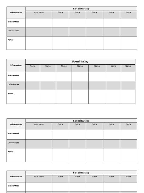 Image result for Speed Dating Form Template