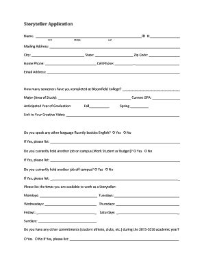 Fillable Online bloomfield Storyteller Application Packet - Bloomfield ...