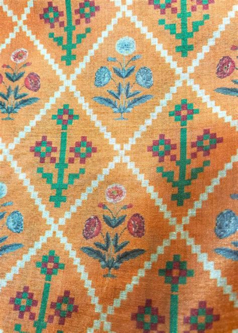 Shop Exquisite Orange Digital Printed Patola Design Tussar Silk Fabric ...