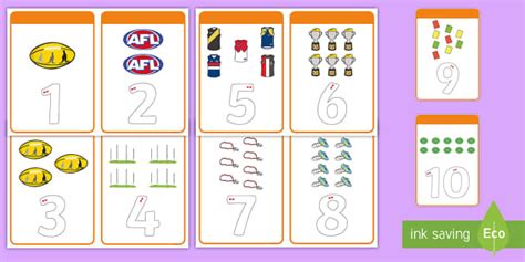 AFL 1-10 Number Tracing Cards (teacher made) - Twinkl