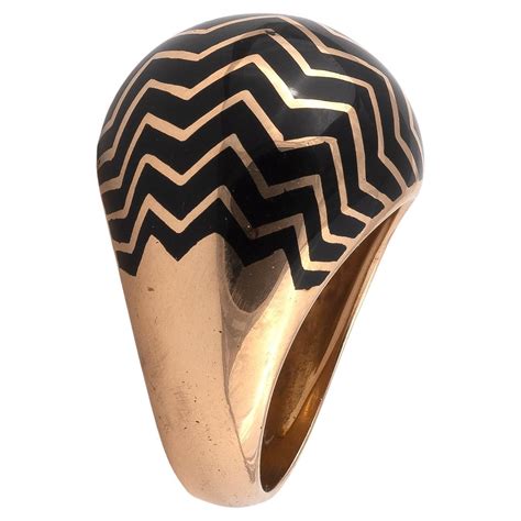 Etruscan Revival Sculpted Cobra Ring in 18kt Yellow Gold with Color ...